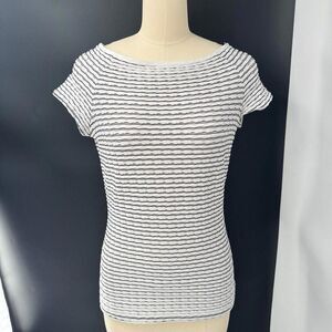 WORTH Womens Nylon Blouse Basic Top Tee Shirt Fitted Stretch White   Sz S USA